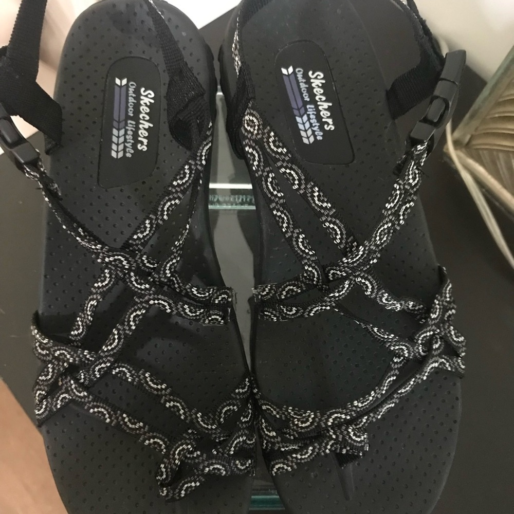 Skechers Outdoor Lifestyle Women's Black Sandals with White Detailing